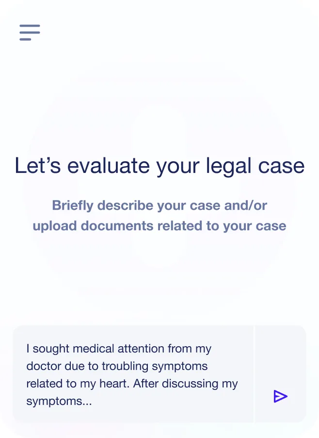The case description and document input screen in the Case or Not product