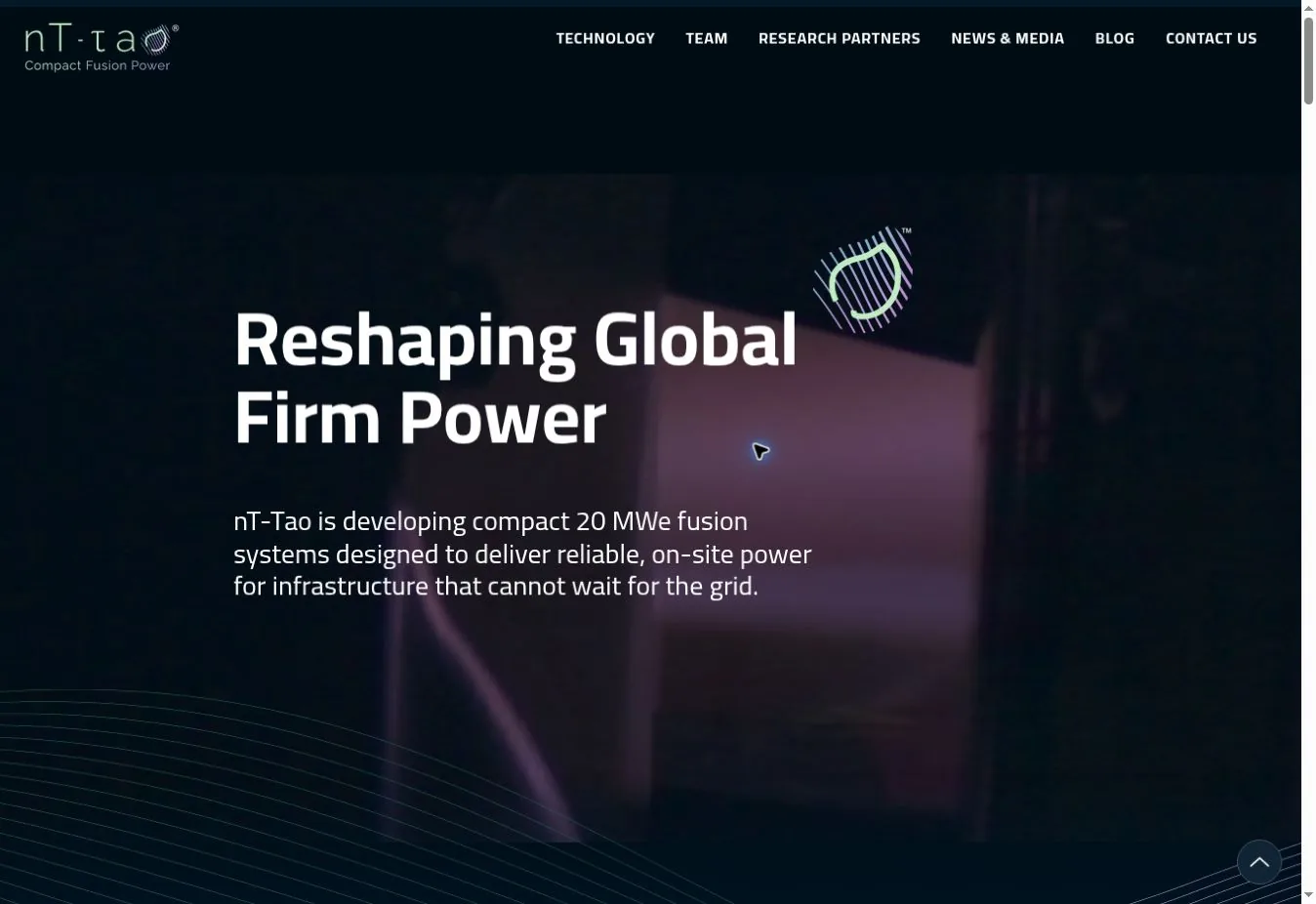The nT-Tao website presenting compact nuclear-fusion technology